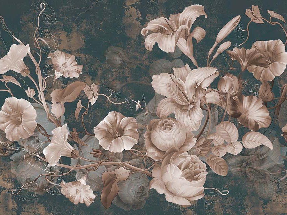 Levendige Bloemen Behang in Kleurrijk