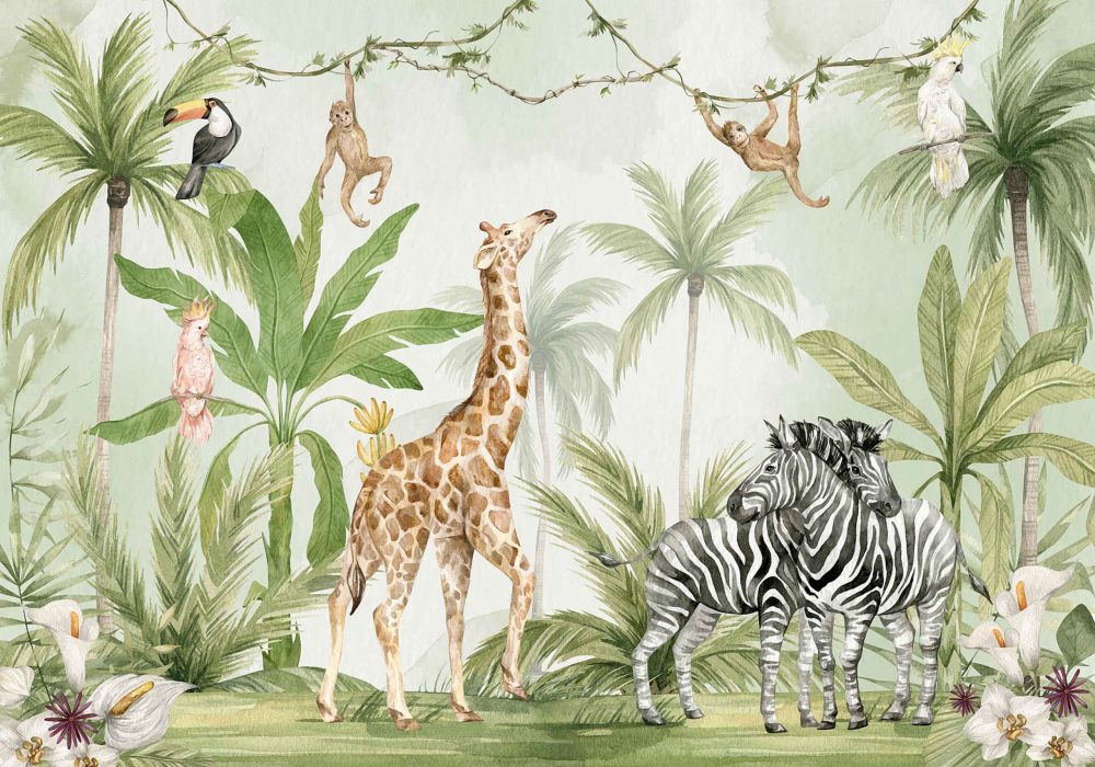 Waterverf Safari Kinderbehang