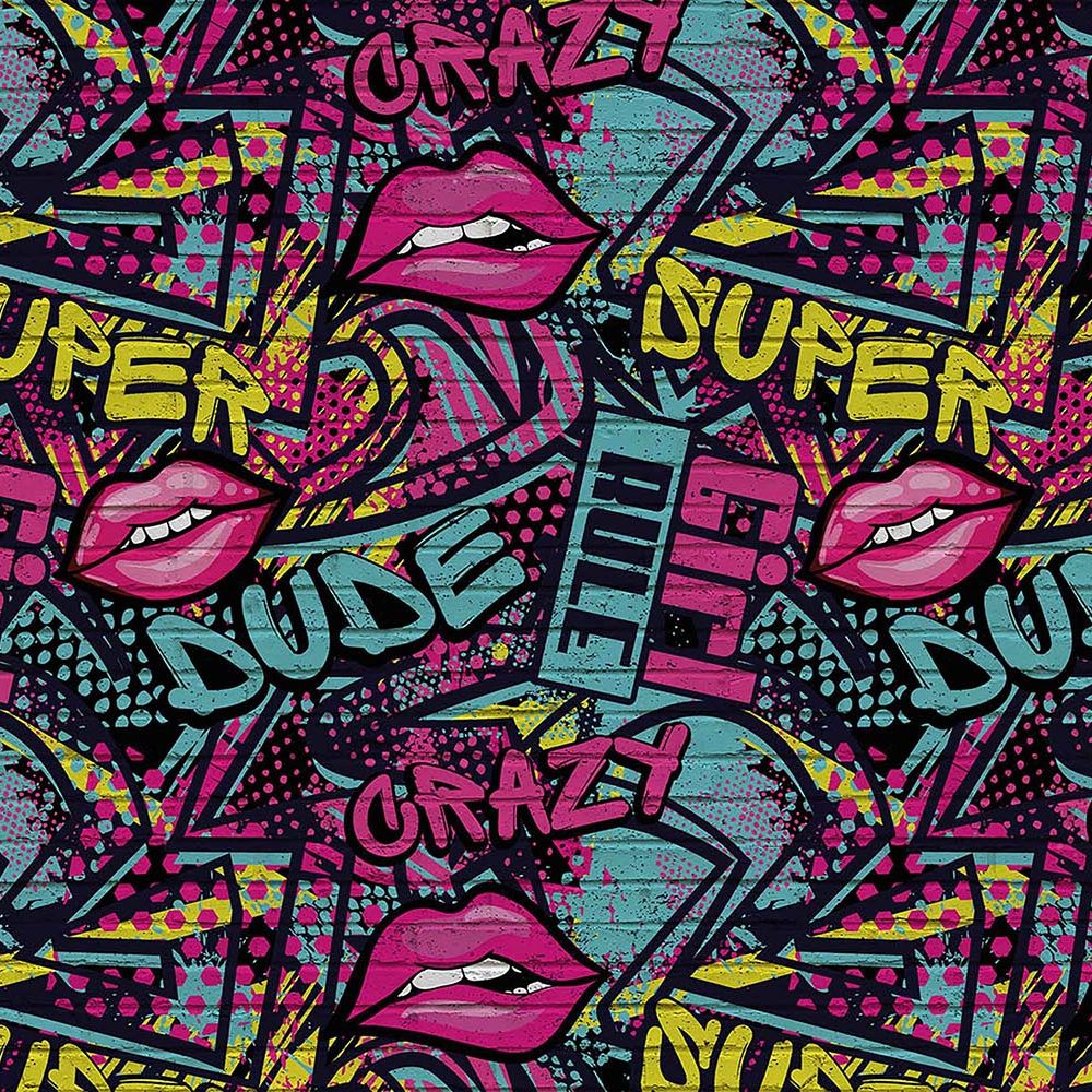 Crazy Graffiti Behang Roze