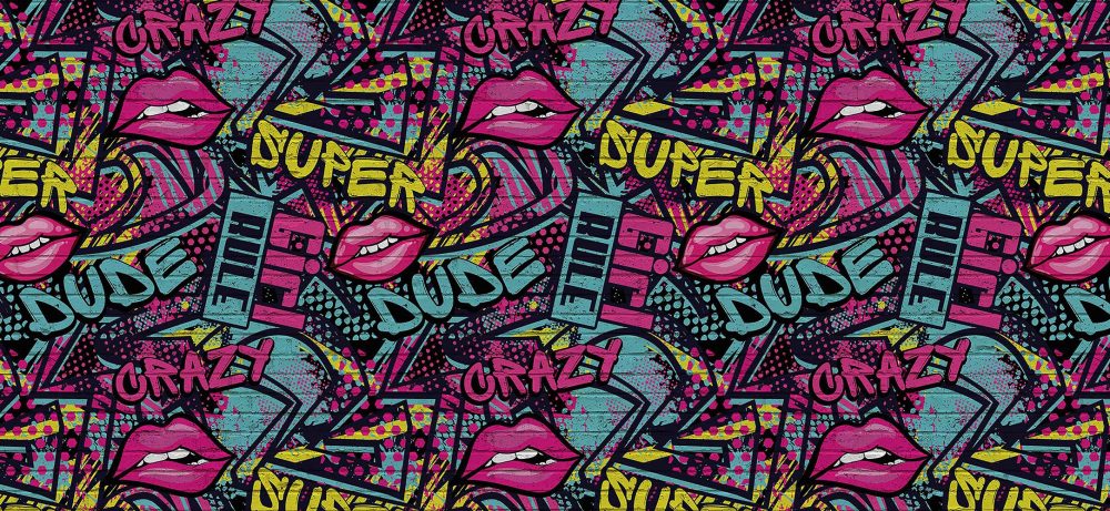 Crazy Graffiti Behang Roze