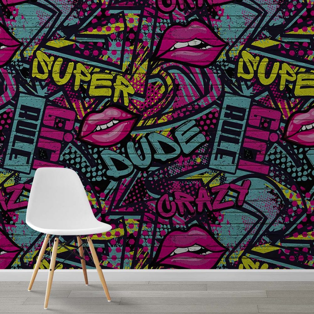 Alternative view of Crazy Graffiti Behang Roze