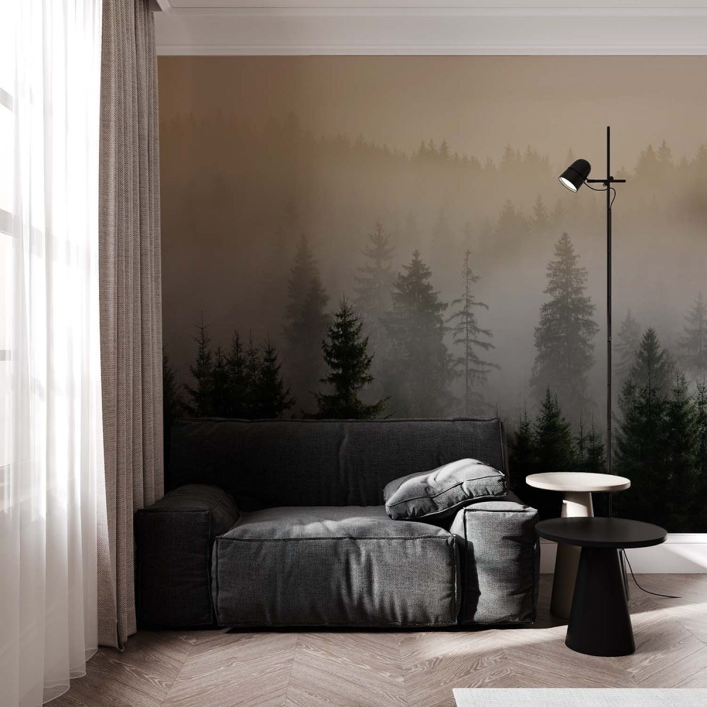 Alternative view of Misti Pine Fog Natuur Behang