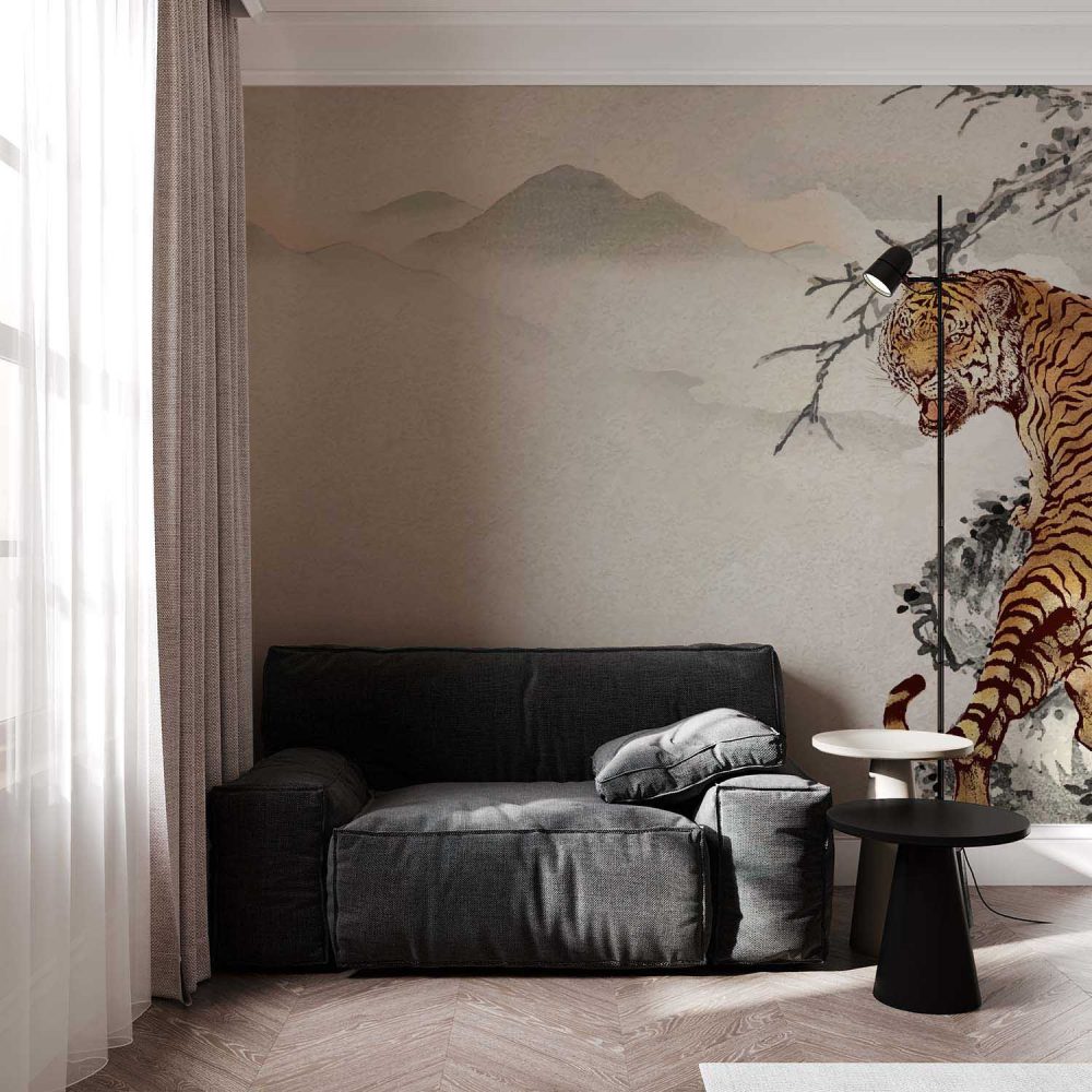 Alternative view of Majestueuze Tijger Natuurbeleving Behang