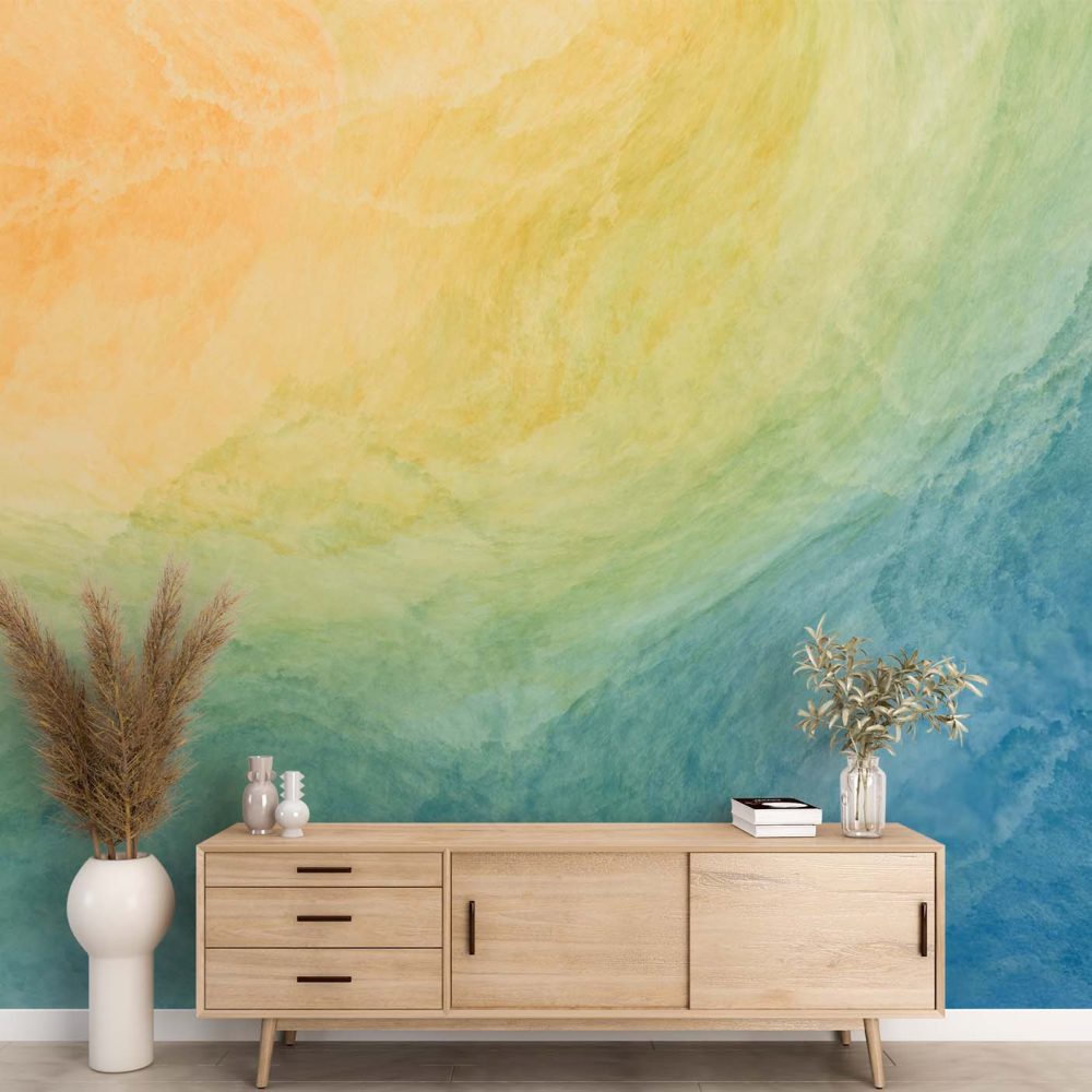 Alternative view of Waterverf Behang Levendige Kleuren