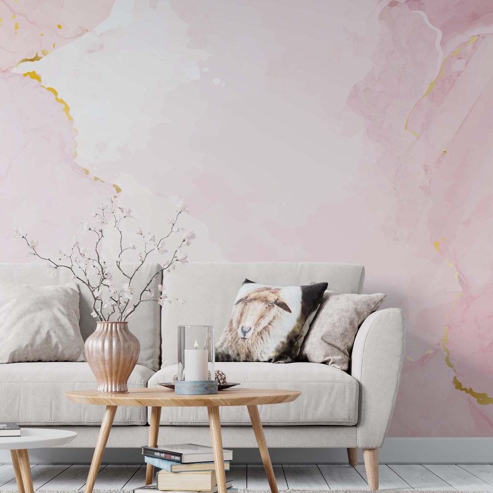 Alternative view of Betoverend Roze Waterverf Behang