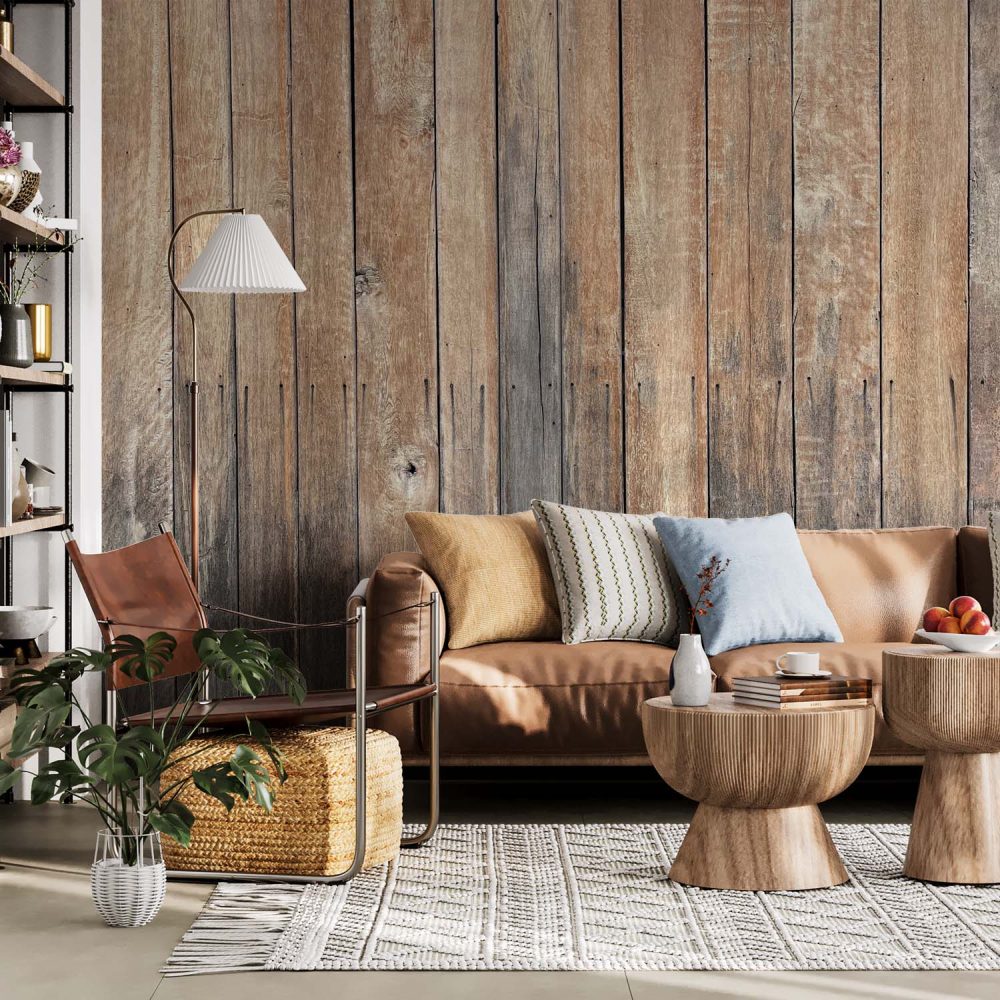 Alternative view of Rustiek aardse hout behang