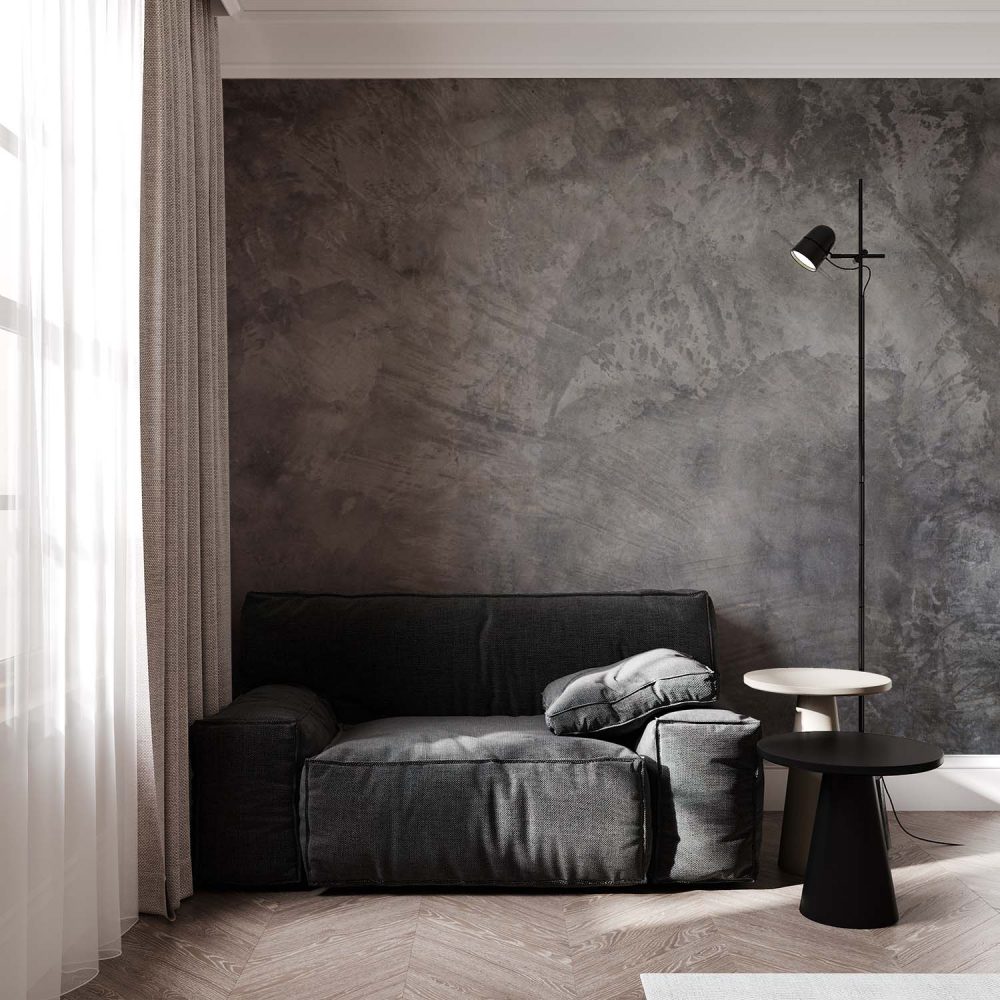 Alternative view of Grijs Cementwas Industrieel Behang