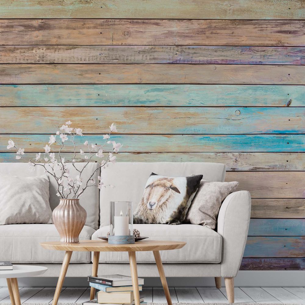 Alternative view of Hout Behang - Blauw-Groen-Paarse Tinten