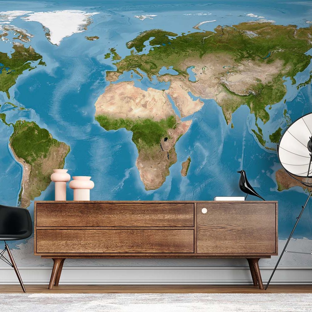 Alternative view of Moderne Wereldkaart Interieurbehang