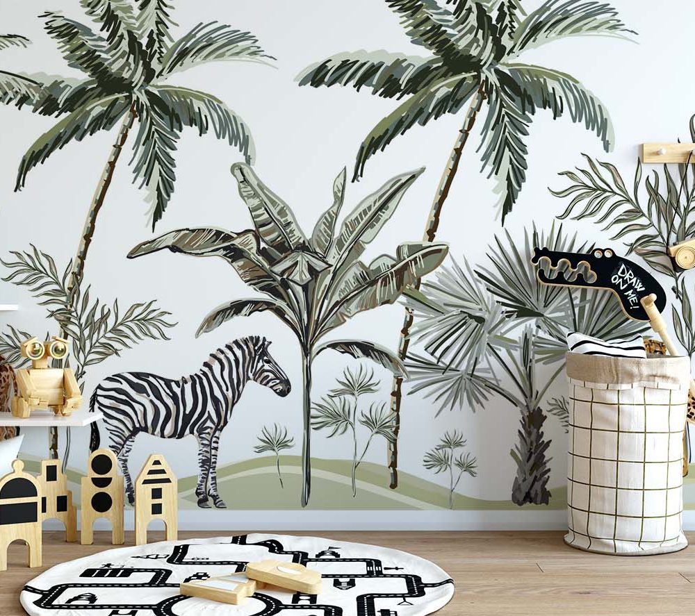 Alternative view of Avontuurlijke Safari Kinderkamer Behang