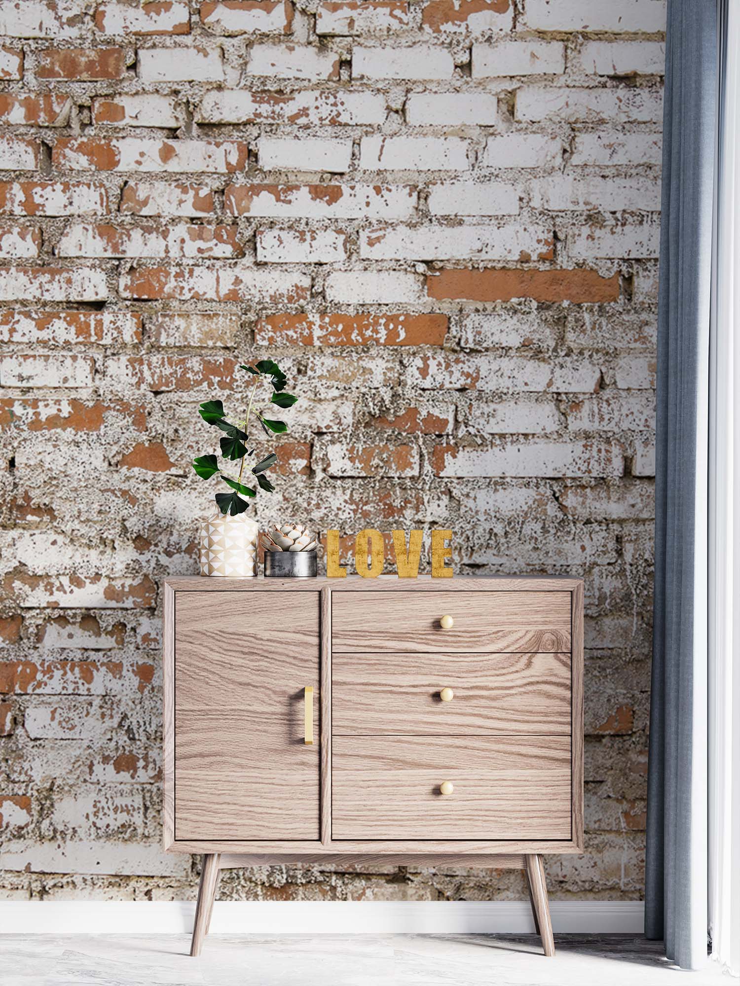 Industrieel Behang Rode Baksteen Wit - Afbeelding 3