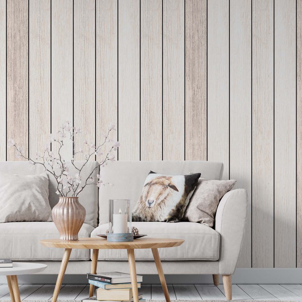 Alternative view of Hout Behang - Witte en Beige Tinten