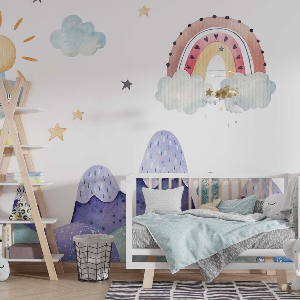 Alternative view of Landschap Regenboog Kinderbehang