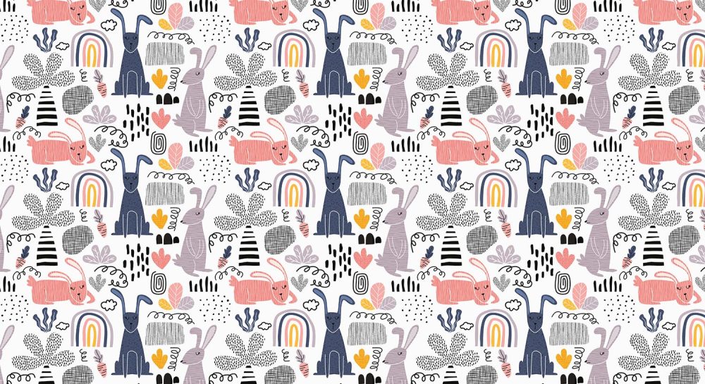 Magisch Regenboog Konijntjes Behang