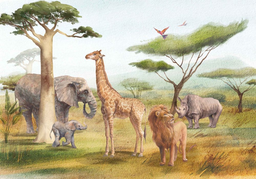 Savanne Avontuur Kinderkamer Behang