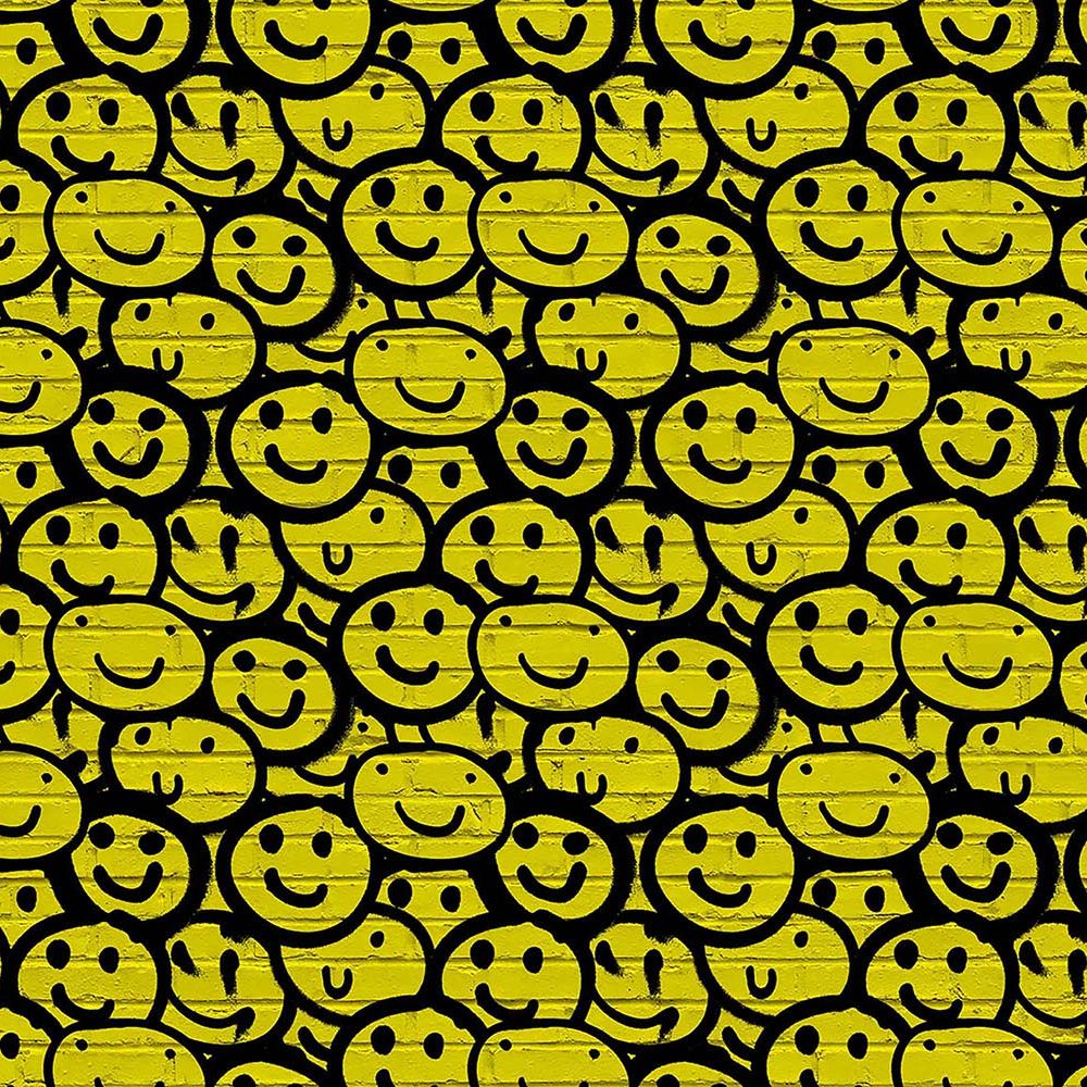 Graffiti Behang Gele Smileys