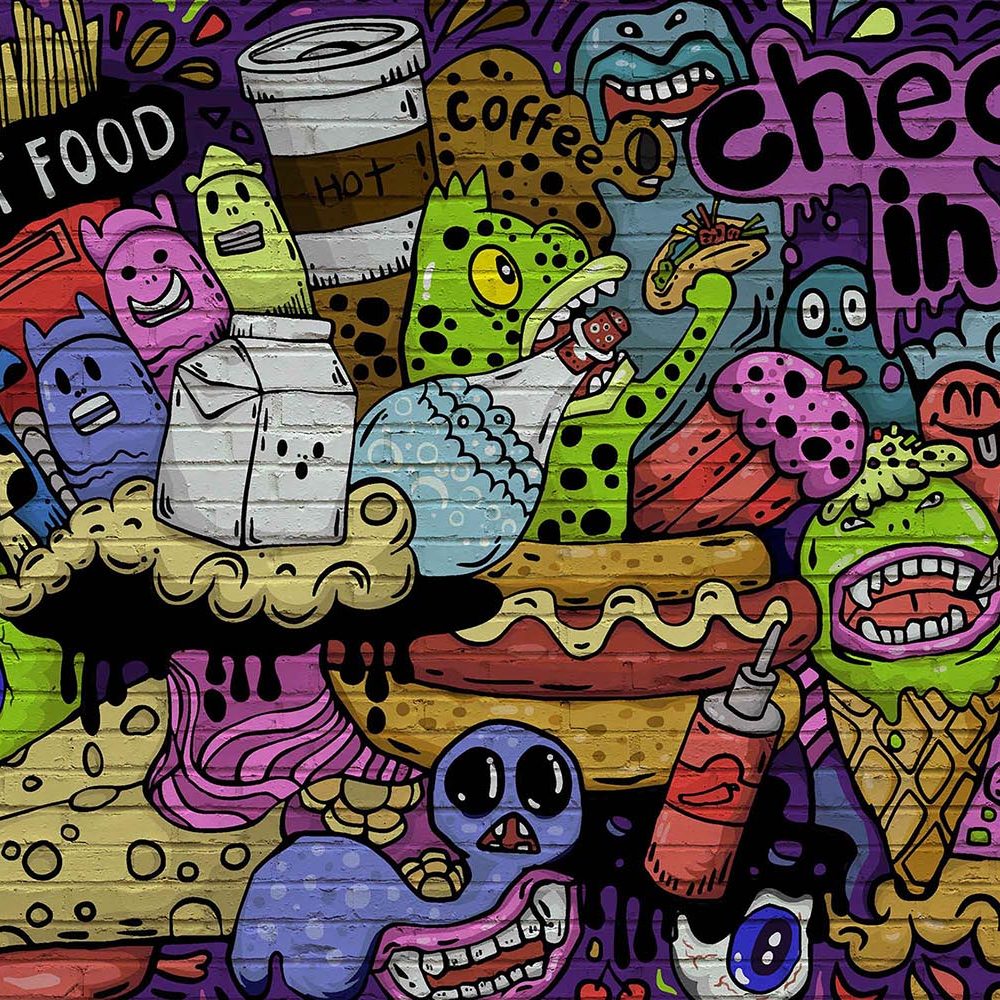 Graffiti Behang Levendige Stadssfeer