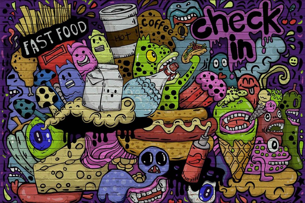 Graffiti Behang Levendige Stadssfeer