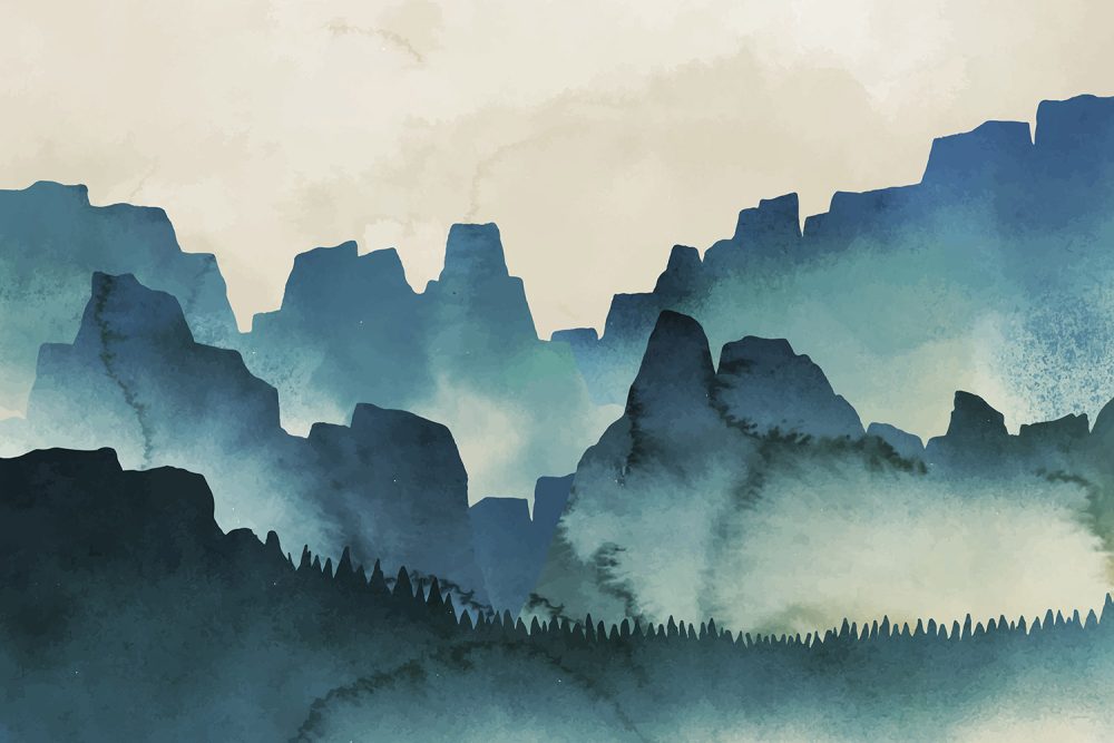 Waterverf Behang Natuur Betovering