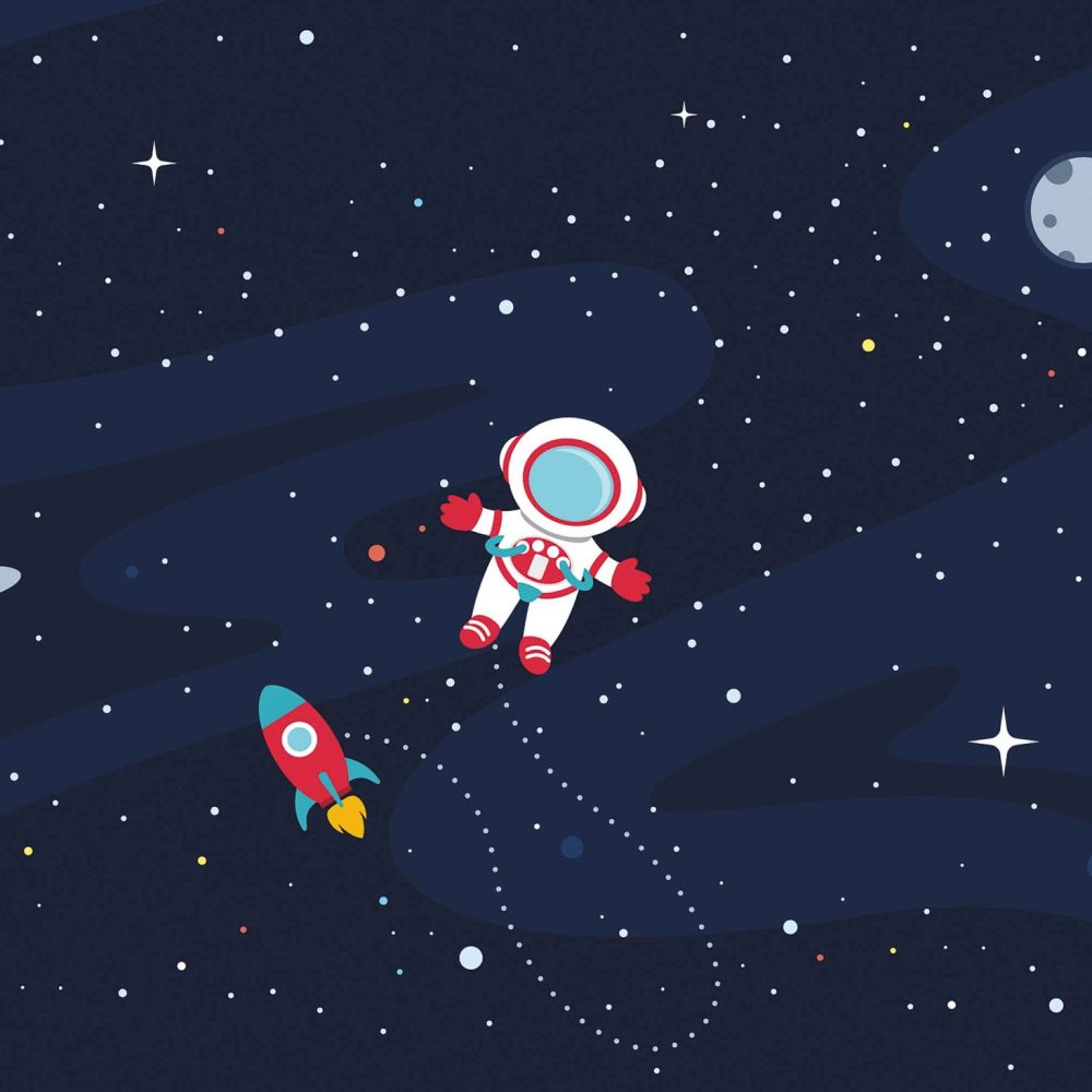 Astronauten Ruimte Kinderbehang