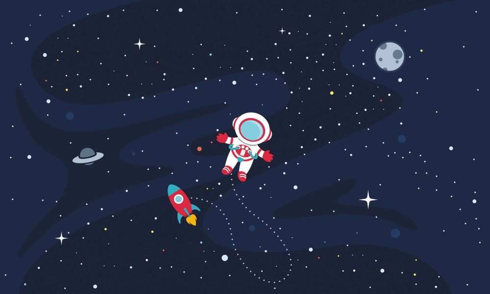 Astronauten Ruimte Kinderbehang