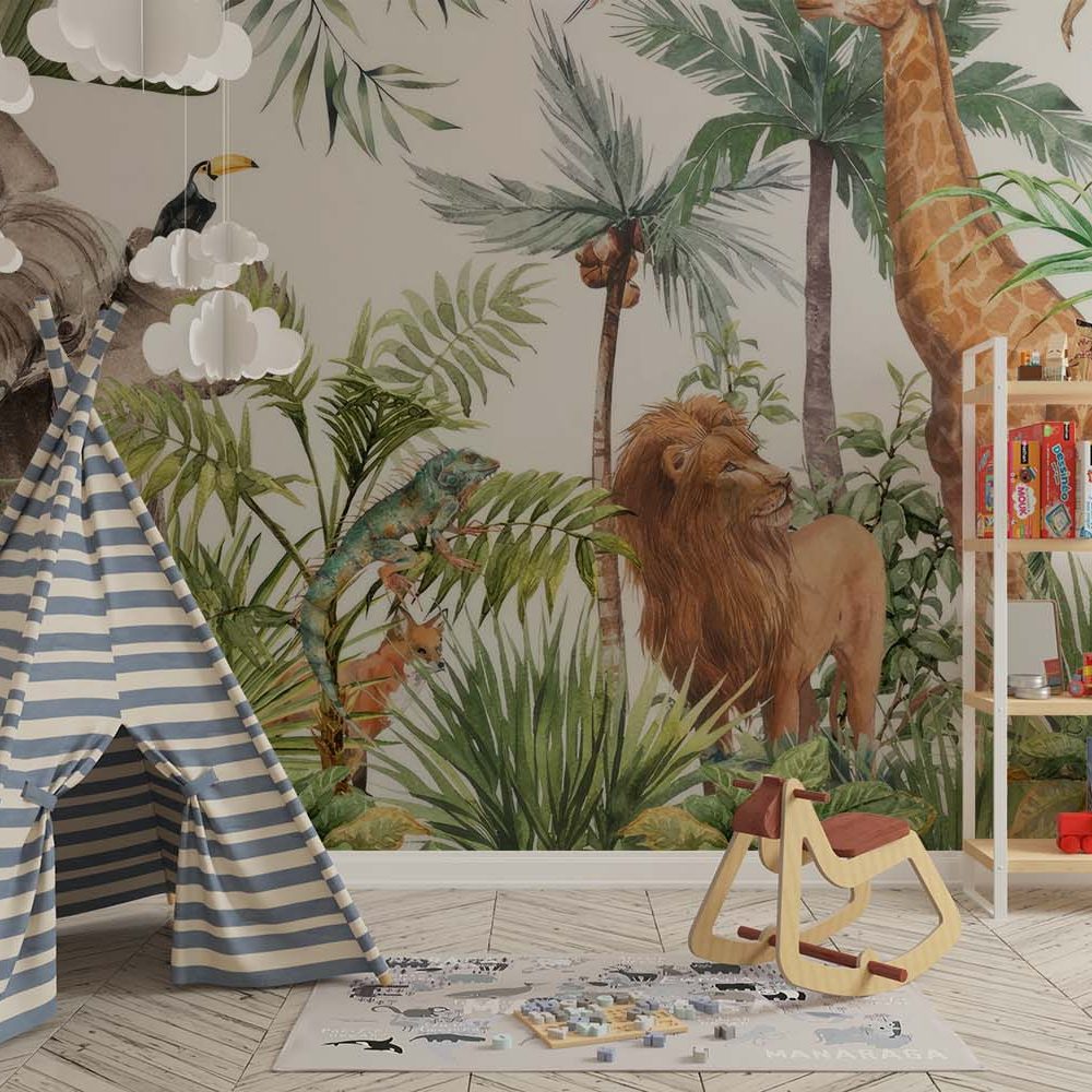 Alternative view of Avontuurlijke Safari Kinderbehang