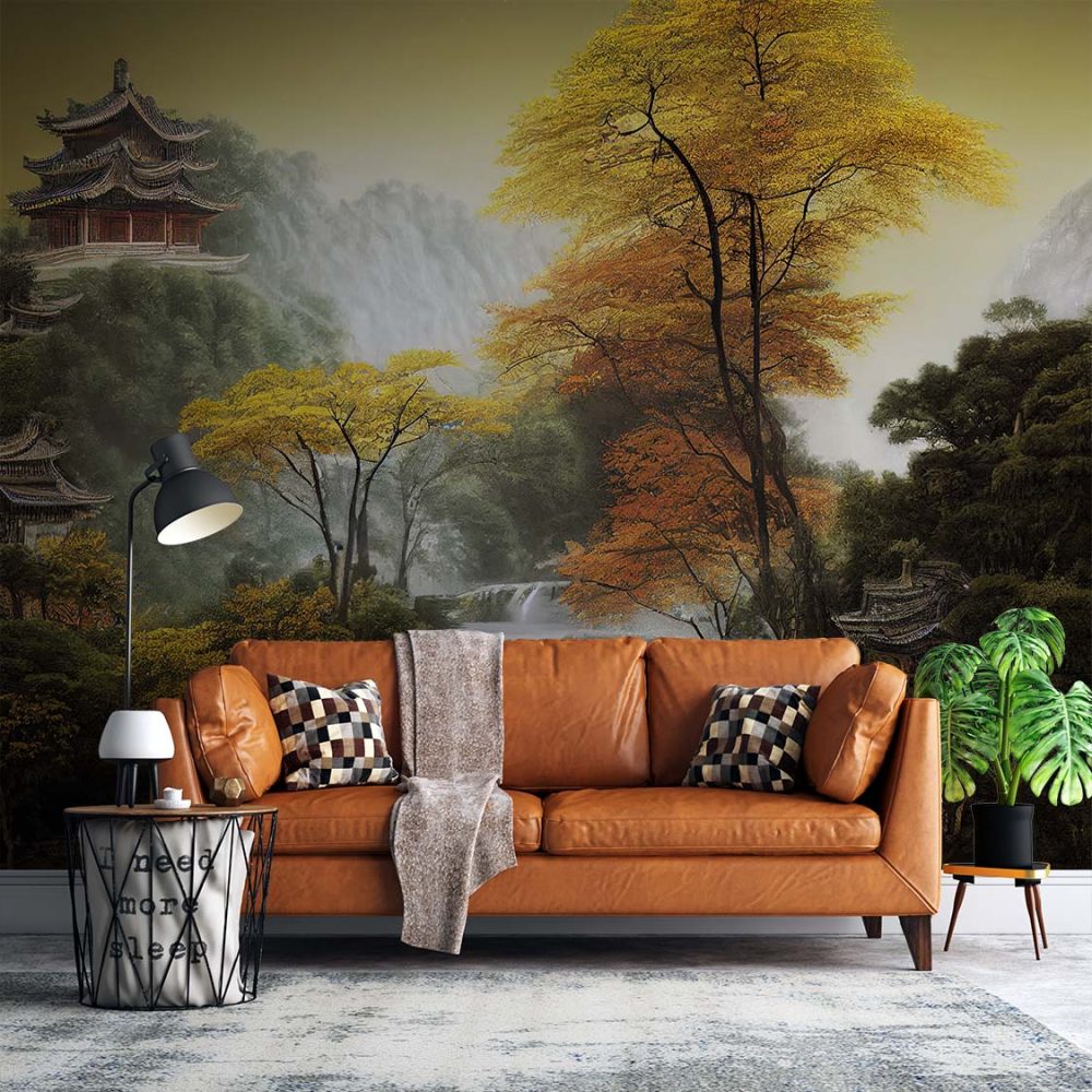 Alternative view of Aziatische Landschap Natuur Behang - Maanlicht