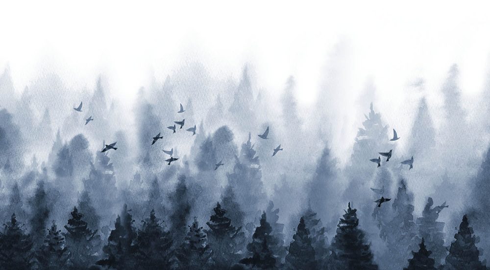 Waterverf Natuurbeleving Behang