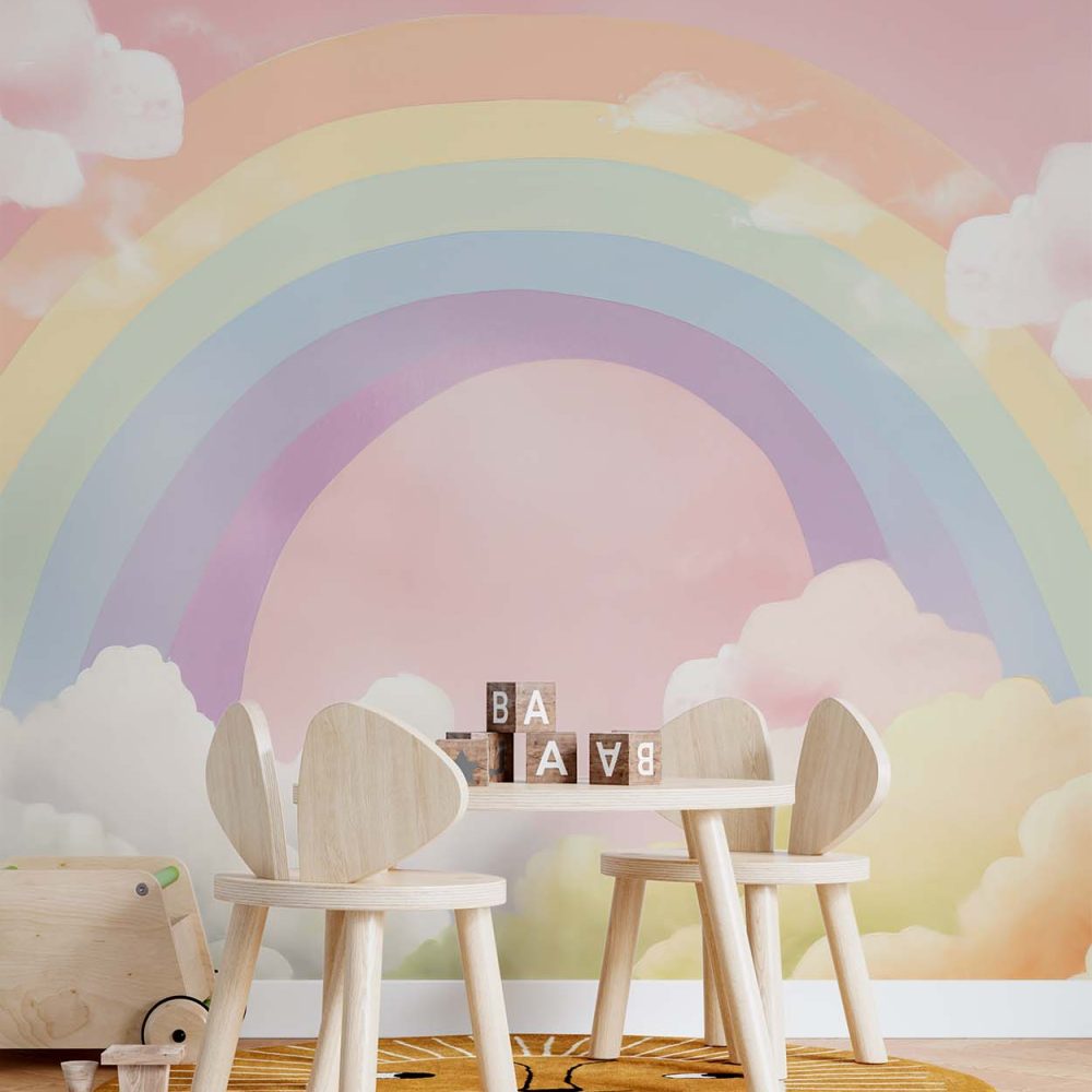 Alternative view of Regenboogfeest Kinderkamer Behang
