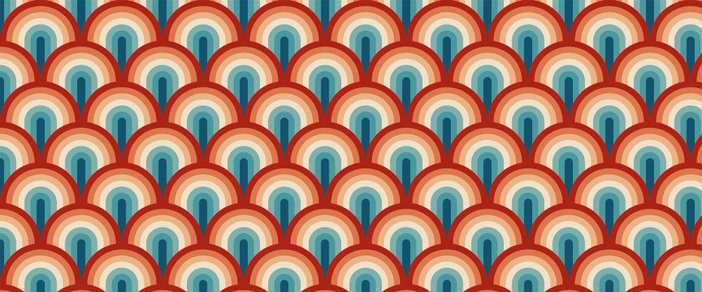 Retro Panorama Golfpatroon Behang