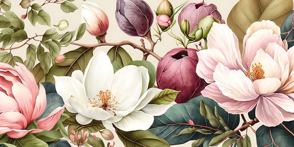 Magnolia Bloemenbehang