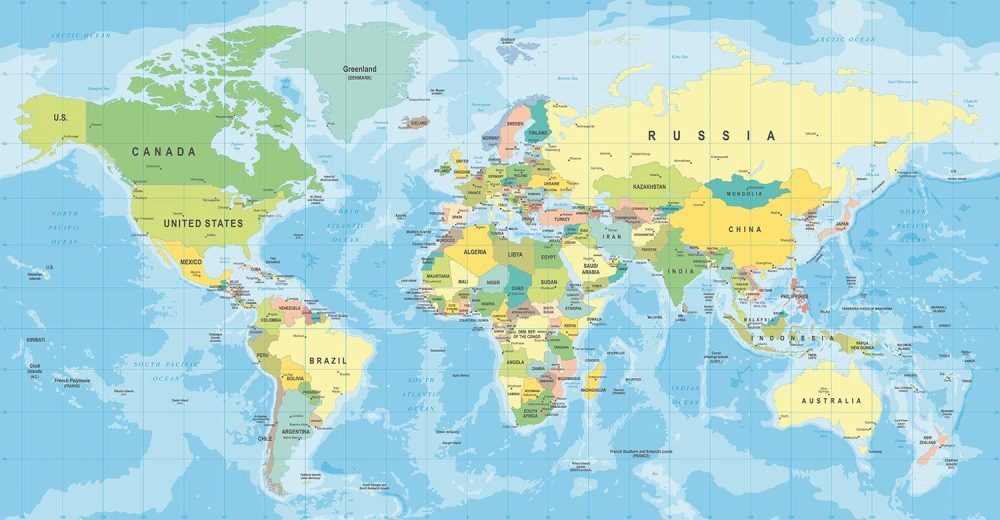 Gedetailleerde Wereldkaart Woonkamer Behang