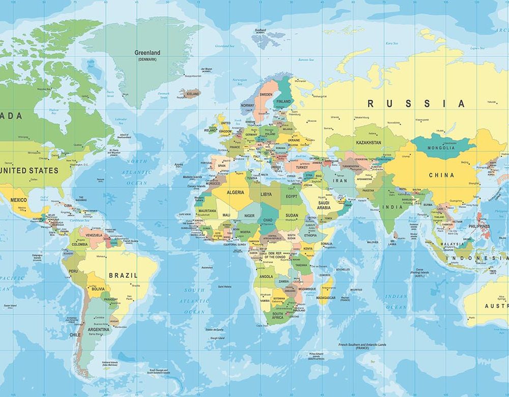 Gedetailleerde Wereldkaart Woonkamer Behang