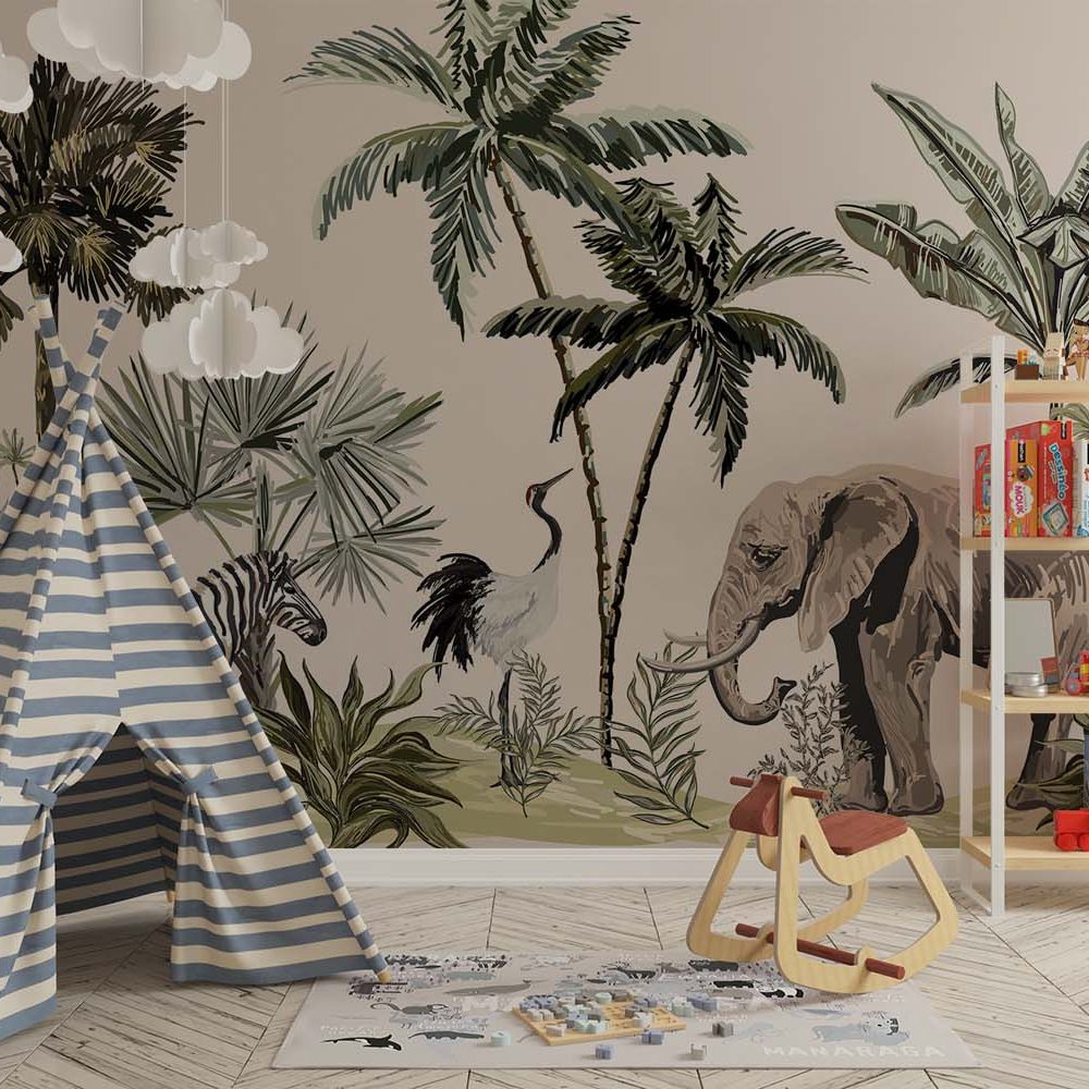 Alternative view of Jungle Safari Kinderkamer Behang