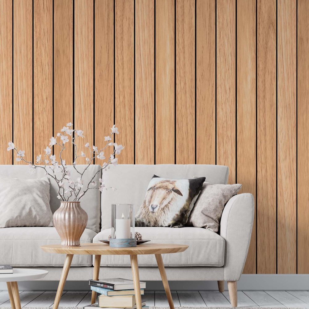 Alternative view of Lichtbruin hout behang