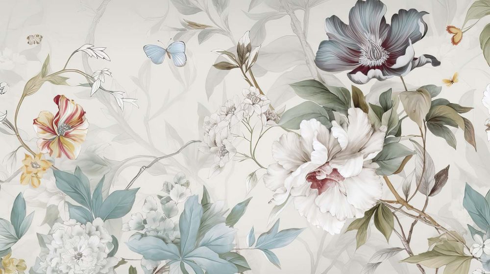 Geel-Groen Bloemen Behang Levendigheid