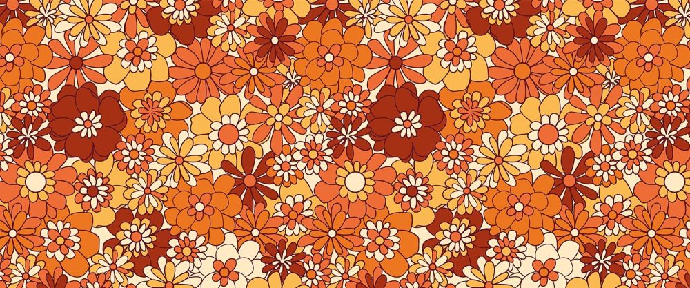 Retro Bloemenpracht Oranje-Bruin Behang