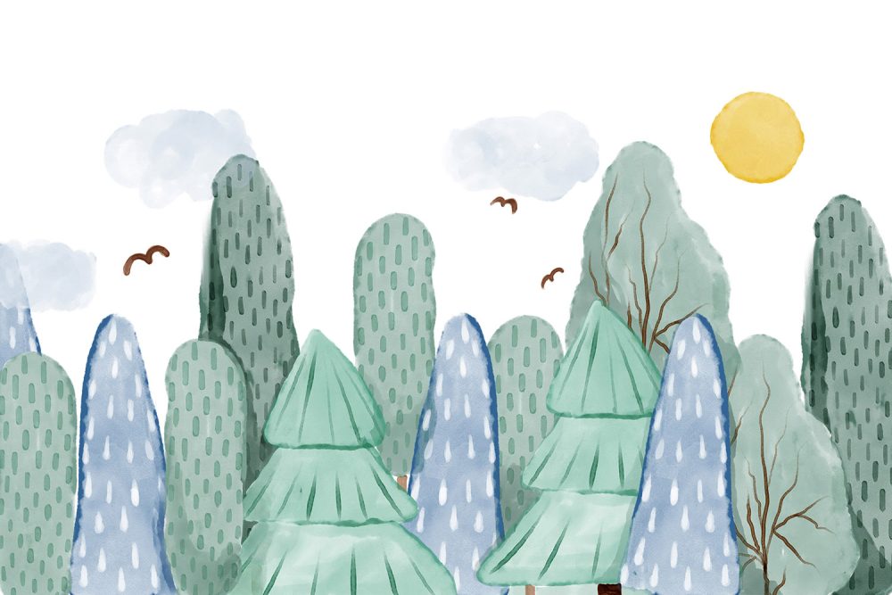 Vrolijk Boslandschap Kinderbehang