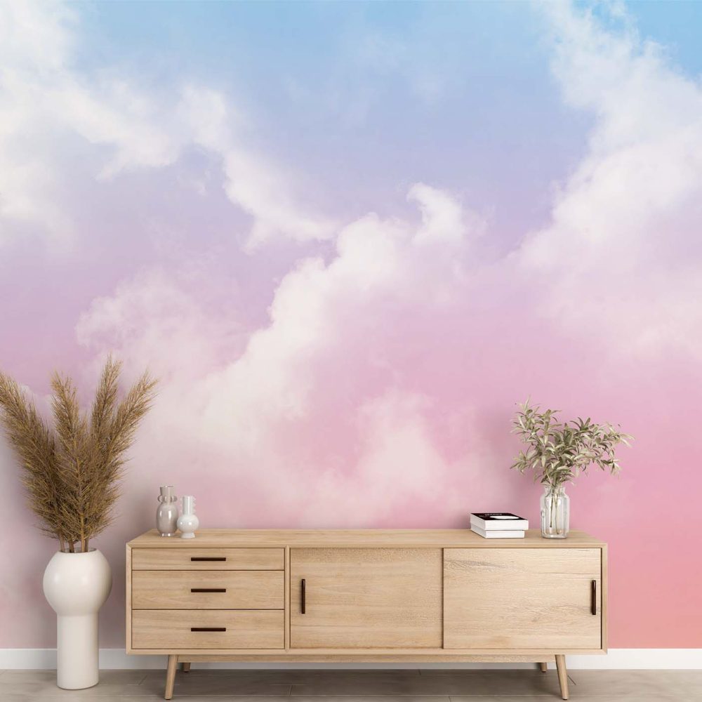 Alternative view of Dromerige Natuur Behang Roze-Blauw