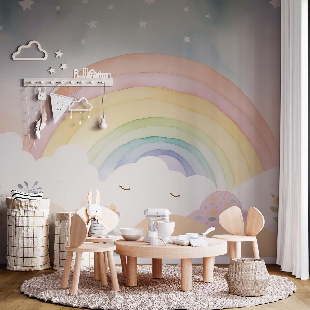 Alternative view of Magisch Regenboog Kinderkamer Behang