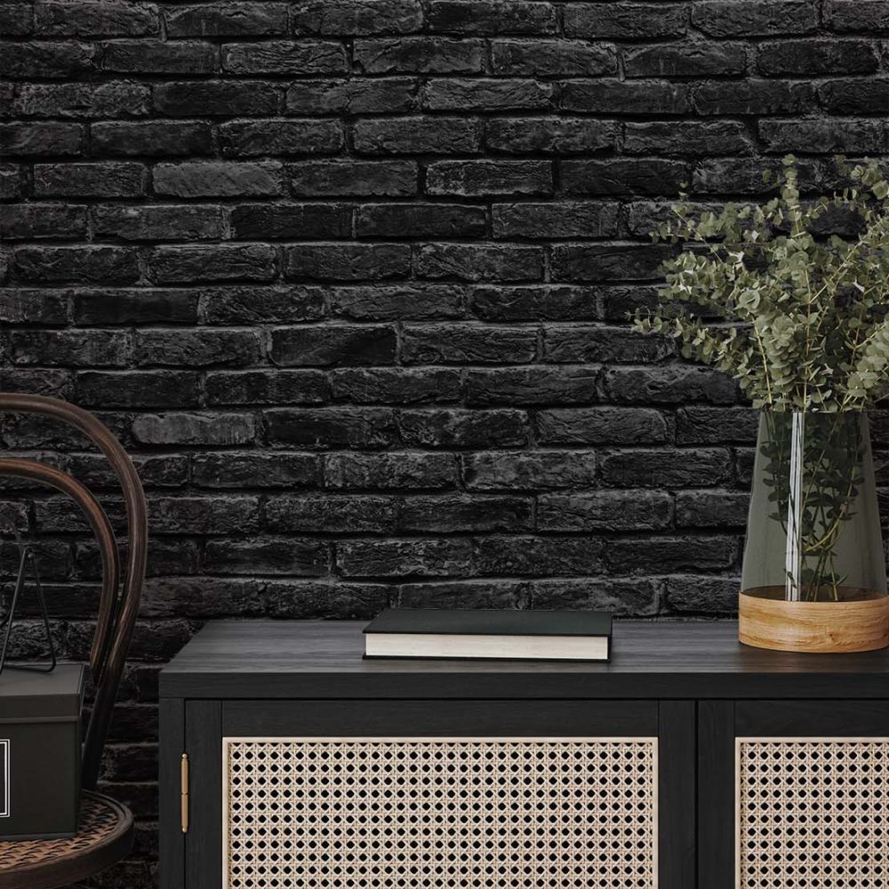 Alternative view of Industrieel Baksteen Behang in Donkergrijs