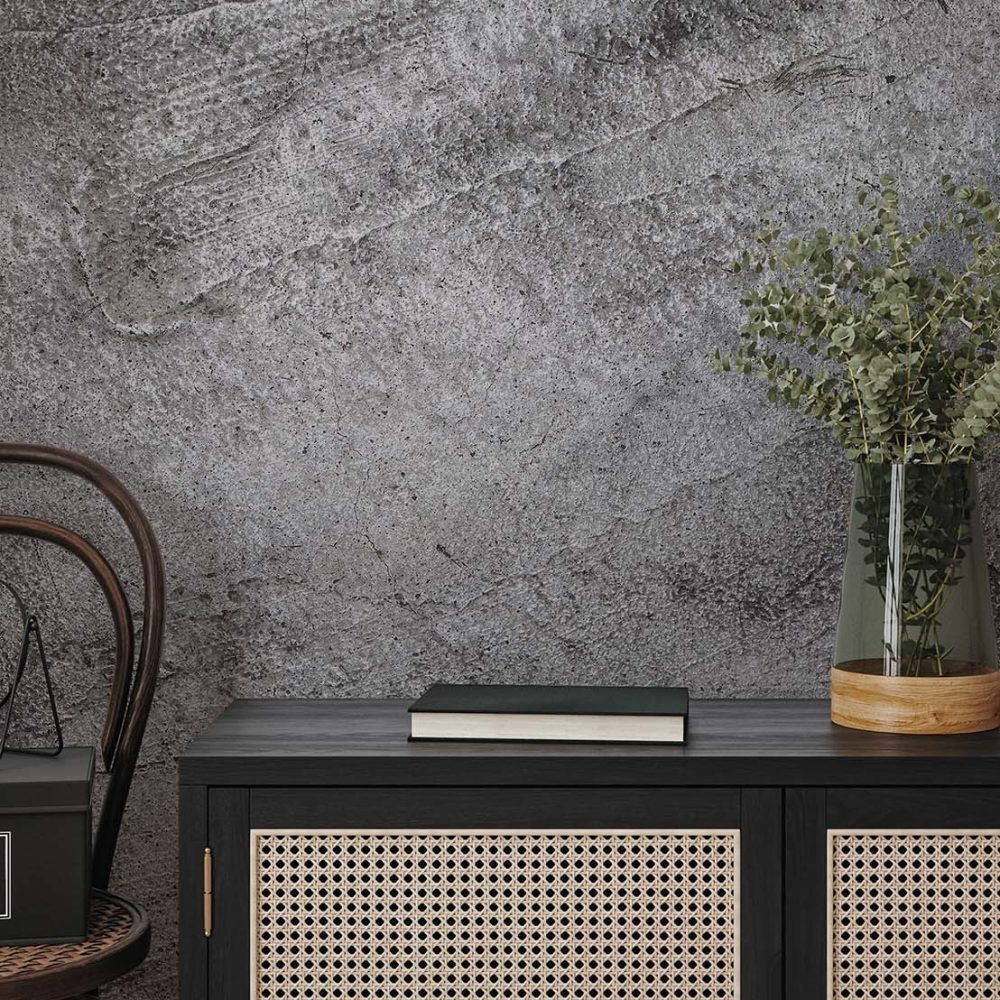 Alternative view of Grijs Industrieel Betonlook Behang