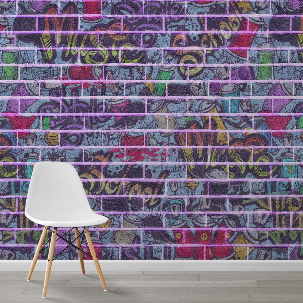 Alternative view of Expressief Graffiti Behang Multicolor