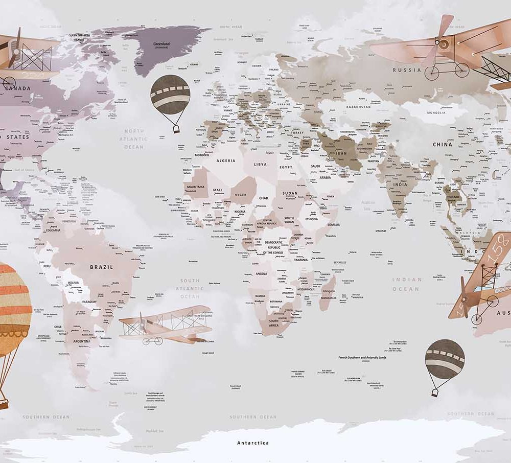 Avontuurlijke Wereldkaart Kinderbehang