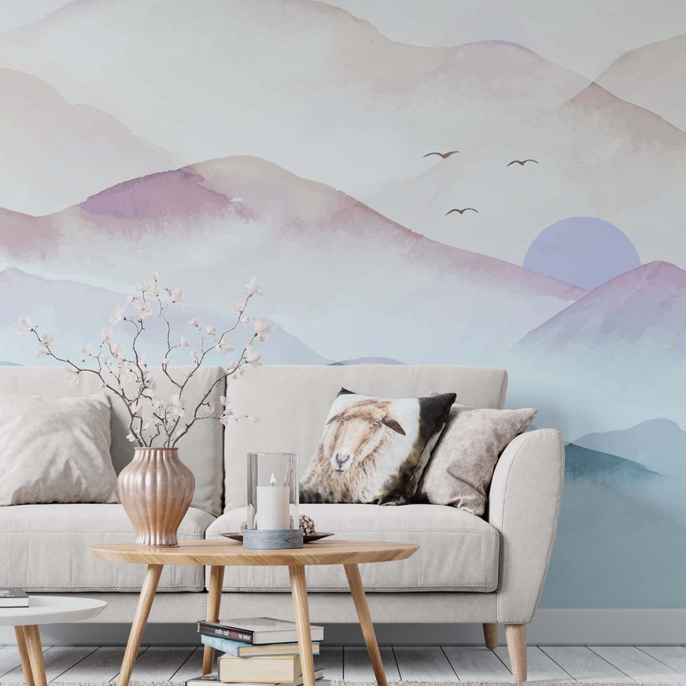 Alternative view of Mystieke Waterverf Landschap Behang