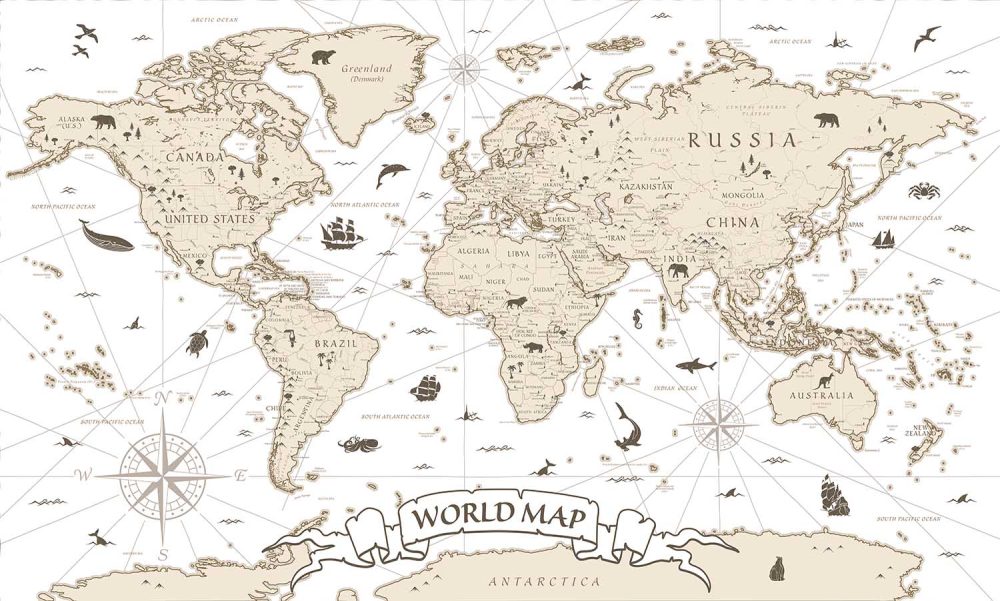 Avontuurlijke Wereldkaart Kinderkamer Behang