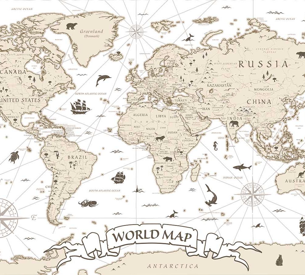 Avontuurlijke Wereldkaart Kinderkamer Behang