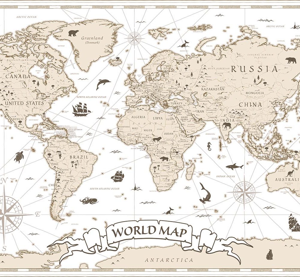 Verfijnd Vintage Wereldkaart Behang