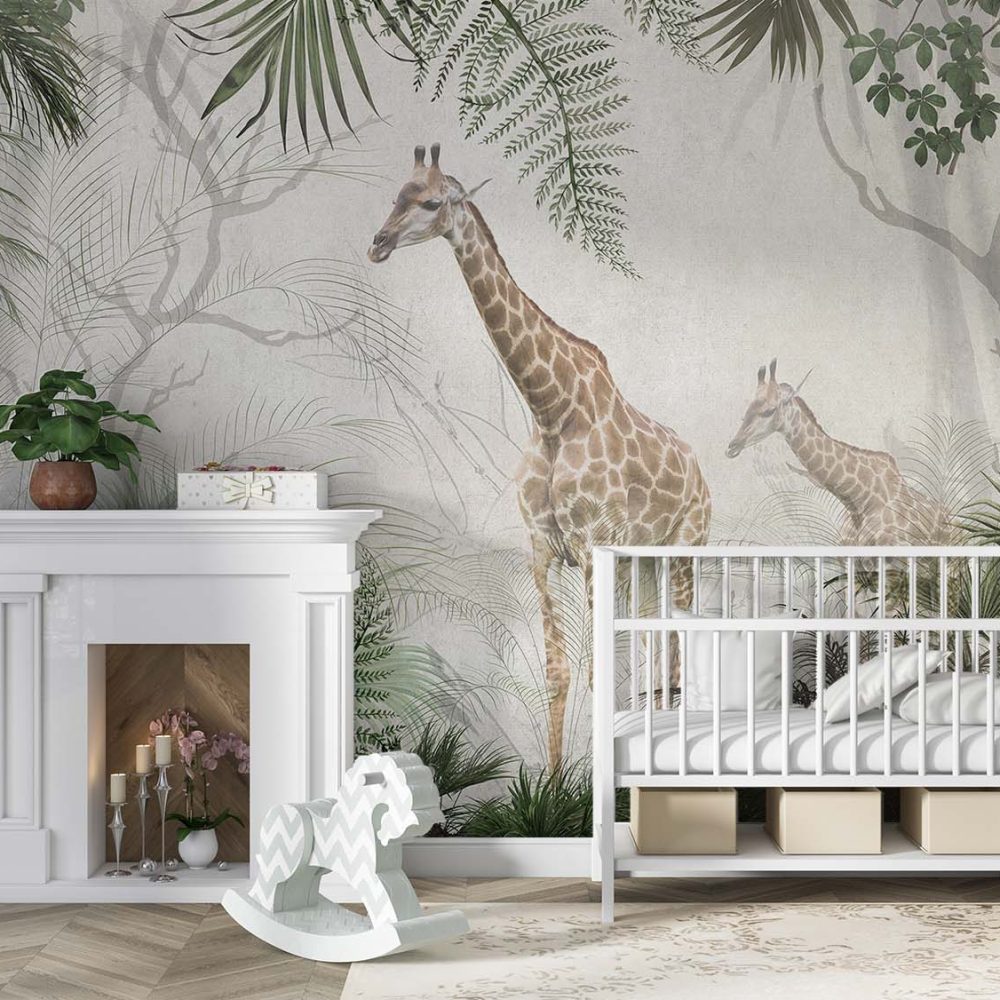 Alternative view of Giraffen Jungle Kinderkamer Behang