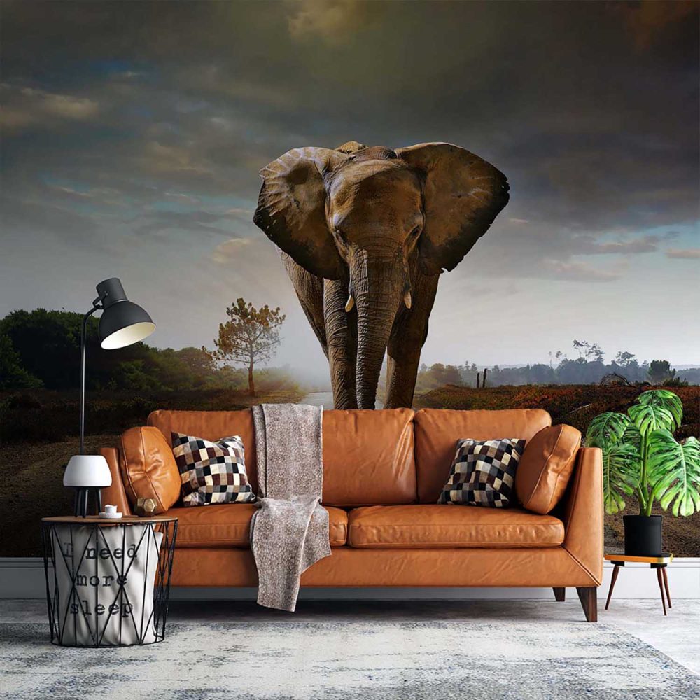 Alternative view of Afrikaanse Savanne Olifant Behang